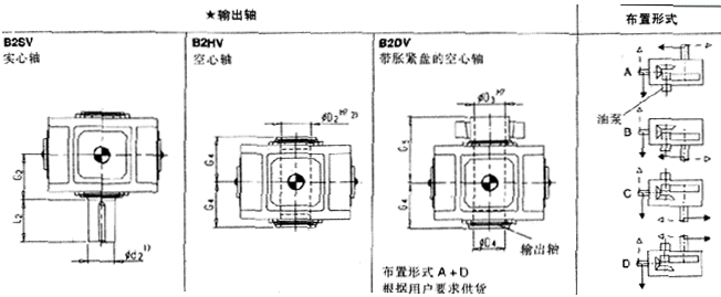 直交軸齒輪箱二級(jí)傳動(dòng)立式安裝(類型B2.V)